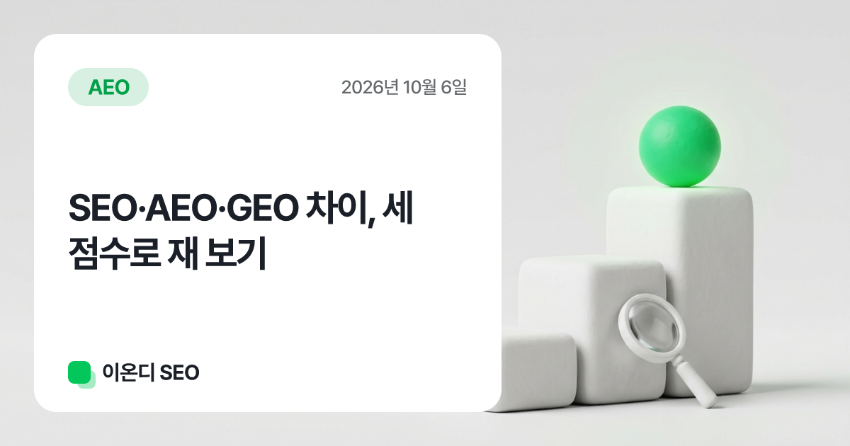 SEO·AEO·GEO 차이, 세 점수로 재 보기